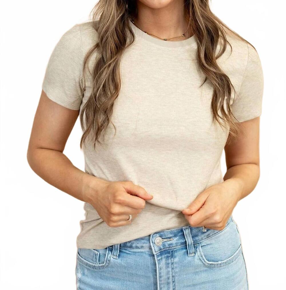 NEW TEA N ROSE tera short sleeve top in oatmeal